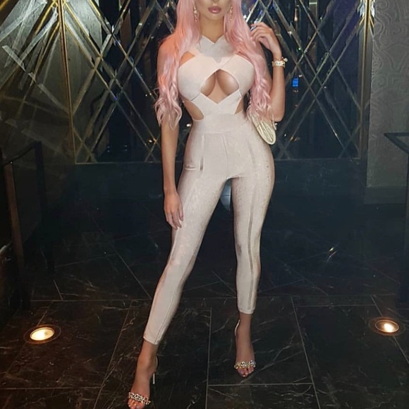 Pants - Nude Bandage Cut out jumpsuit - small